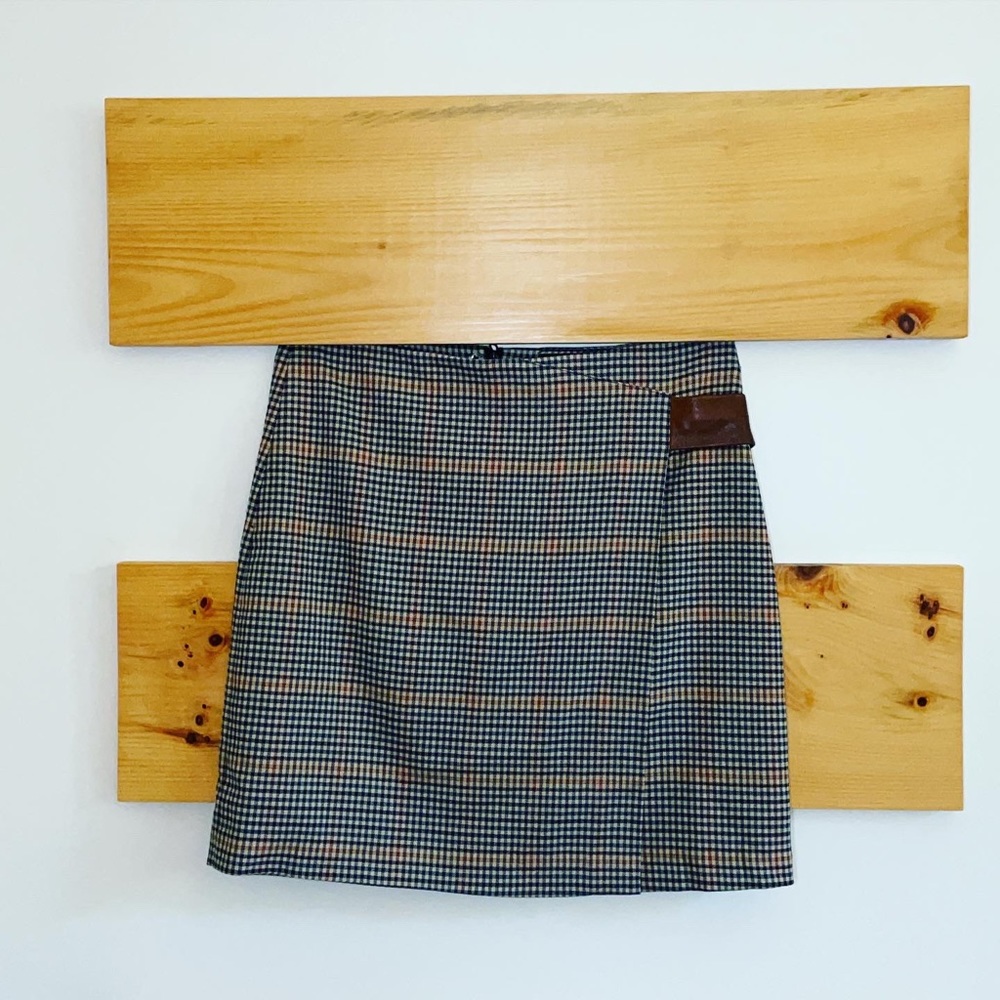 Simons Gray and Black Patterned Mini Skirt